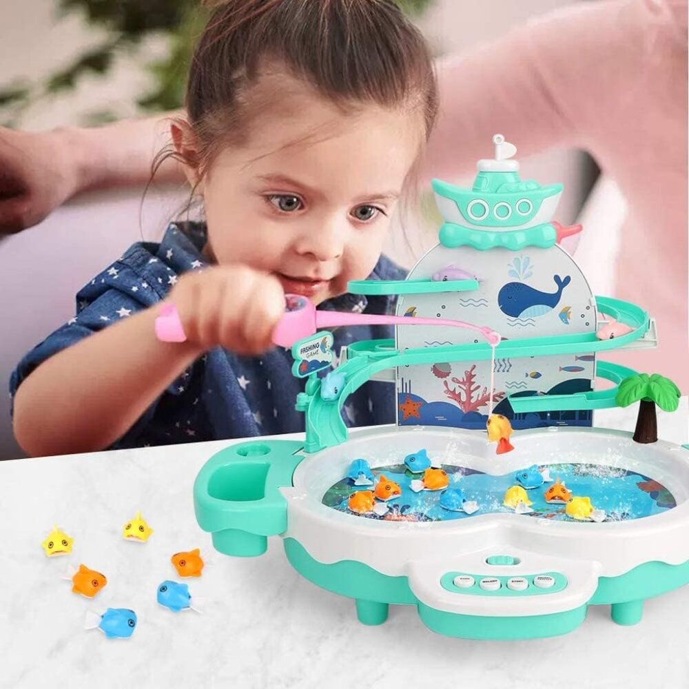 3 in 1 Fishing Game for Toddlers & Kids with Slideway & Music Story(1 Pack)